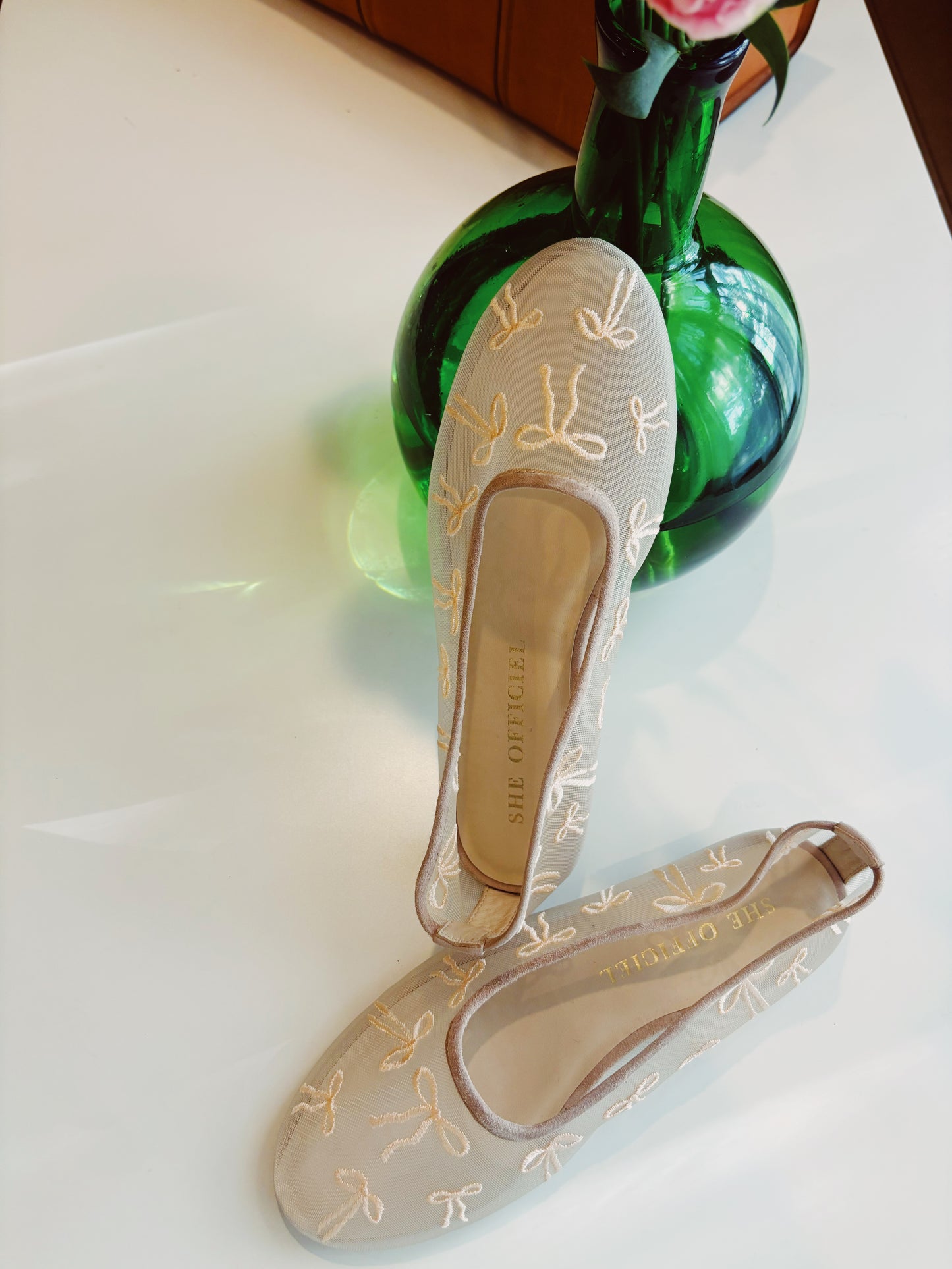 The Coquette Luxury Mesh Ballerina Flats - Baby Pink