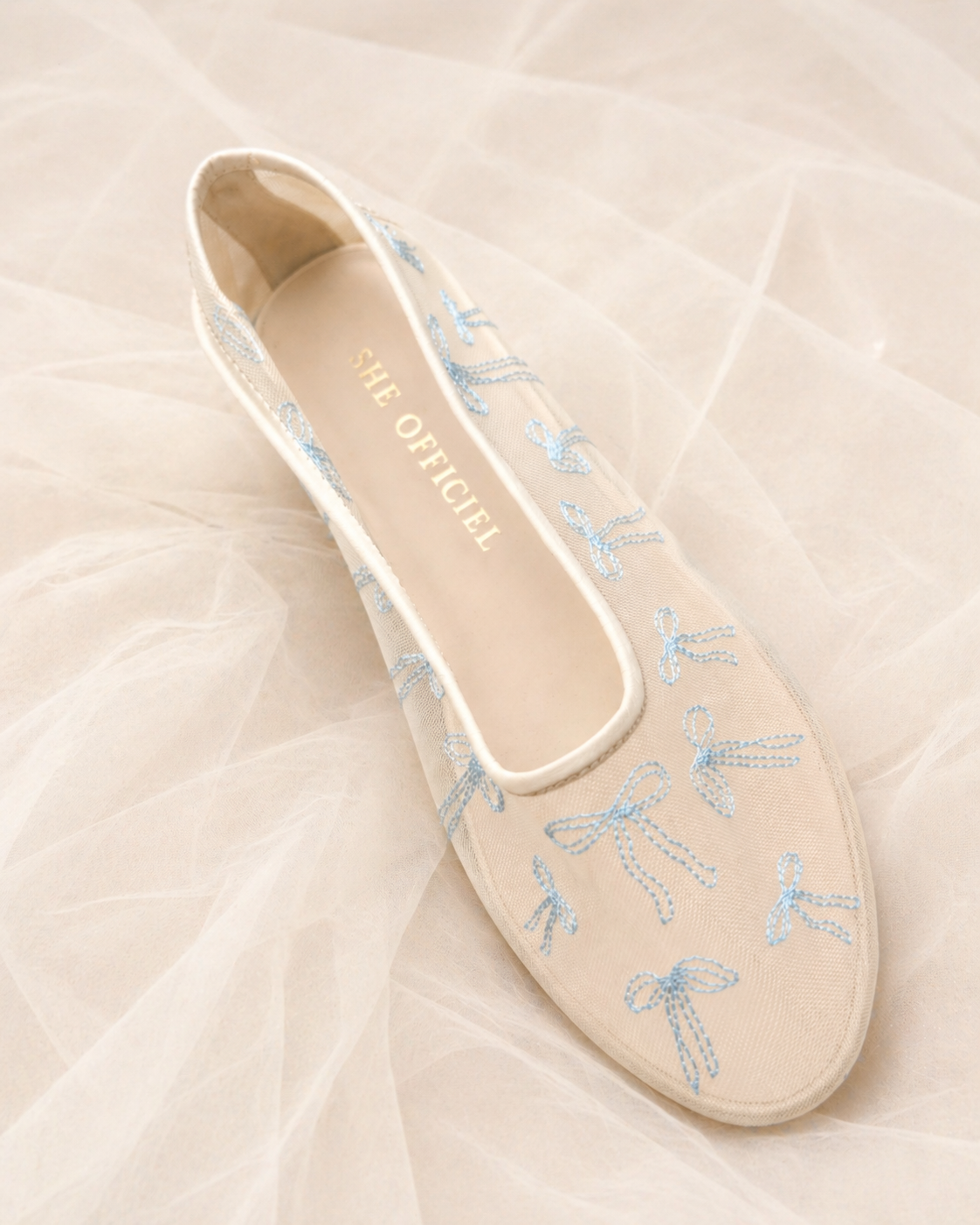 The Coquette Luxury Mesh Ballerina Flats - Baby Blue