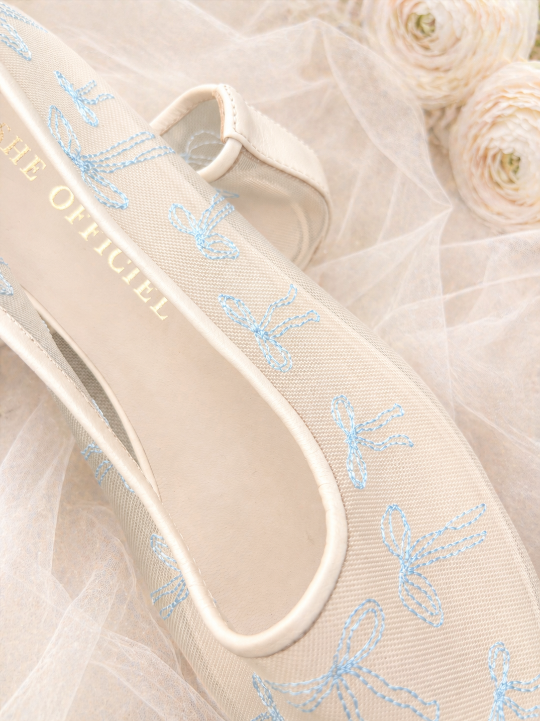The Coquette Luxury Mesh Ballerina Flats - Baby Blue