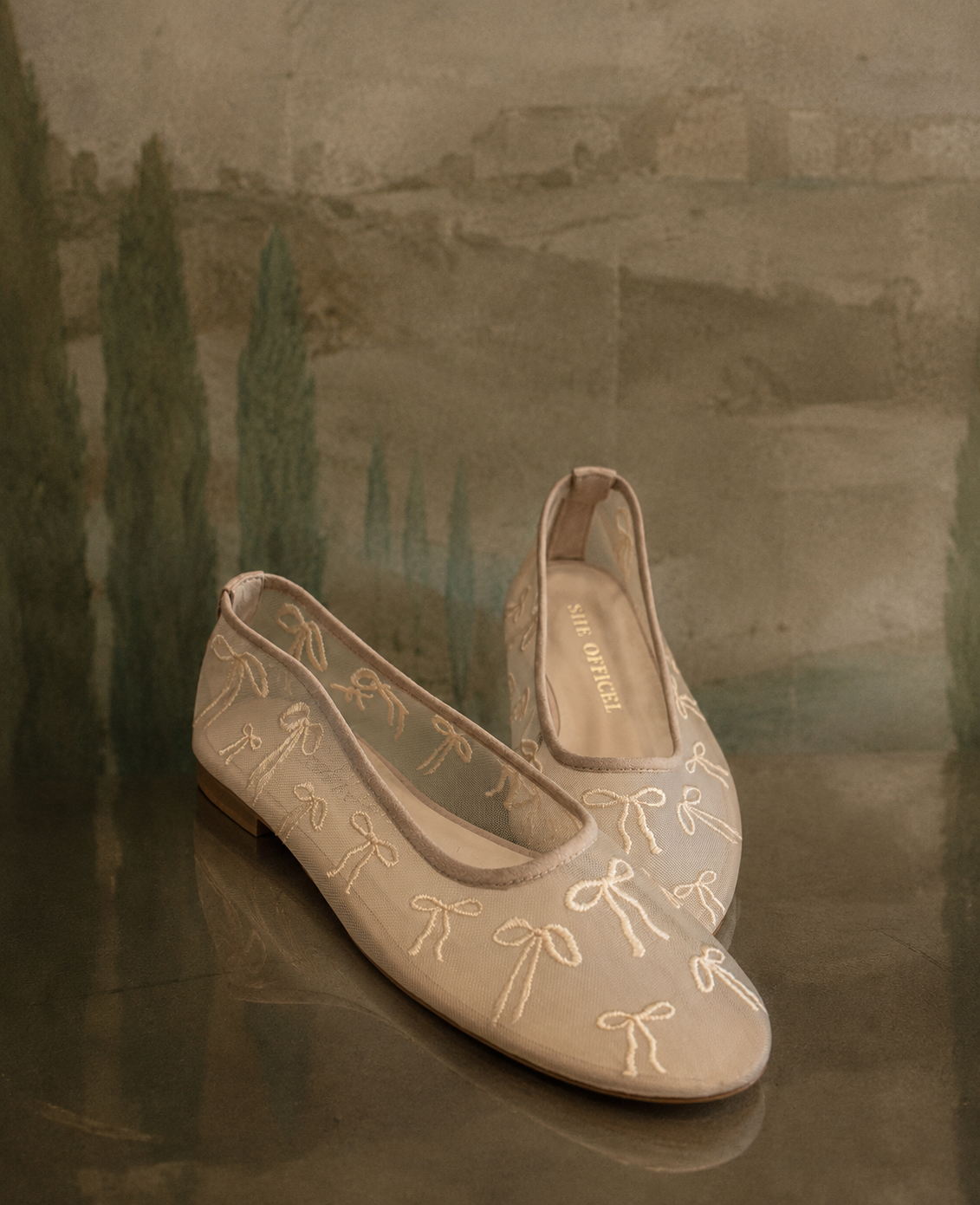 The Coquette Luxury Mesh Ballerina Flats - Baby Pink