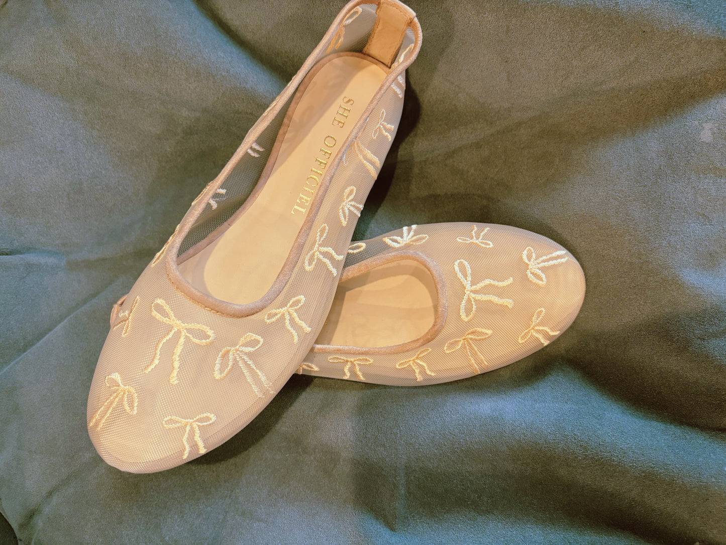 The Coquette Luxury Mesh Ballerina Flats - Baby Pink