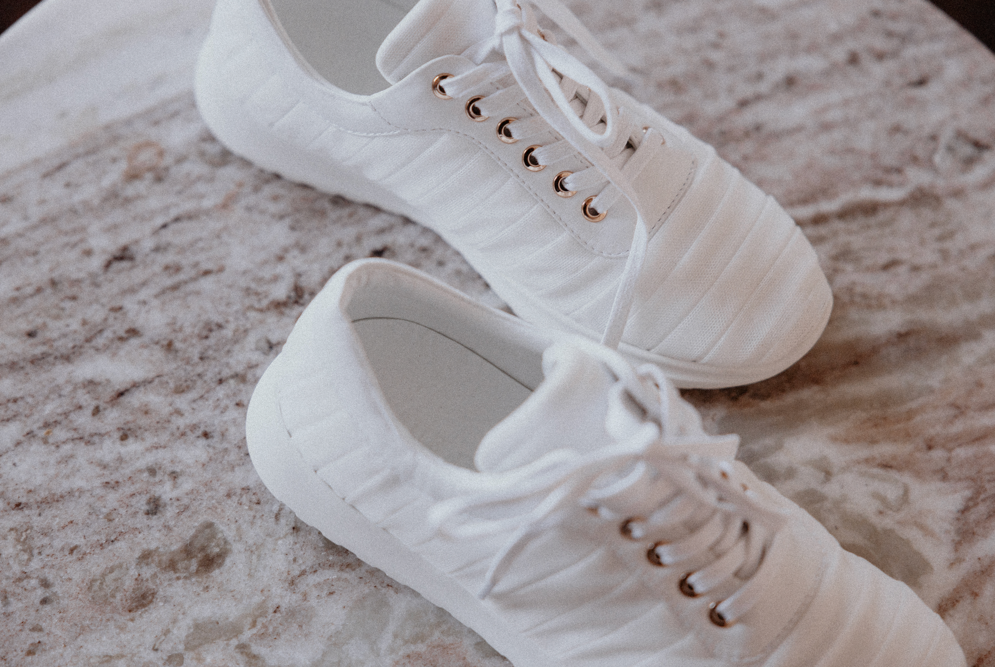 Off White Bespoke Luxury Couture Trainers in Italian Tulle 