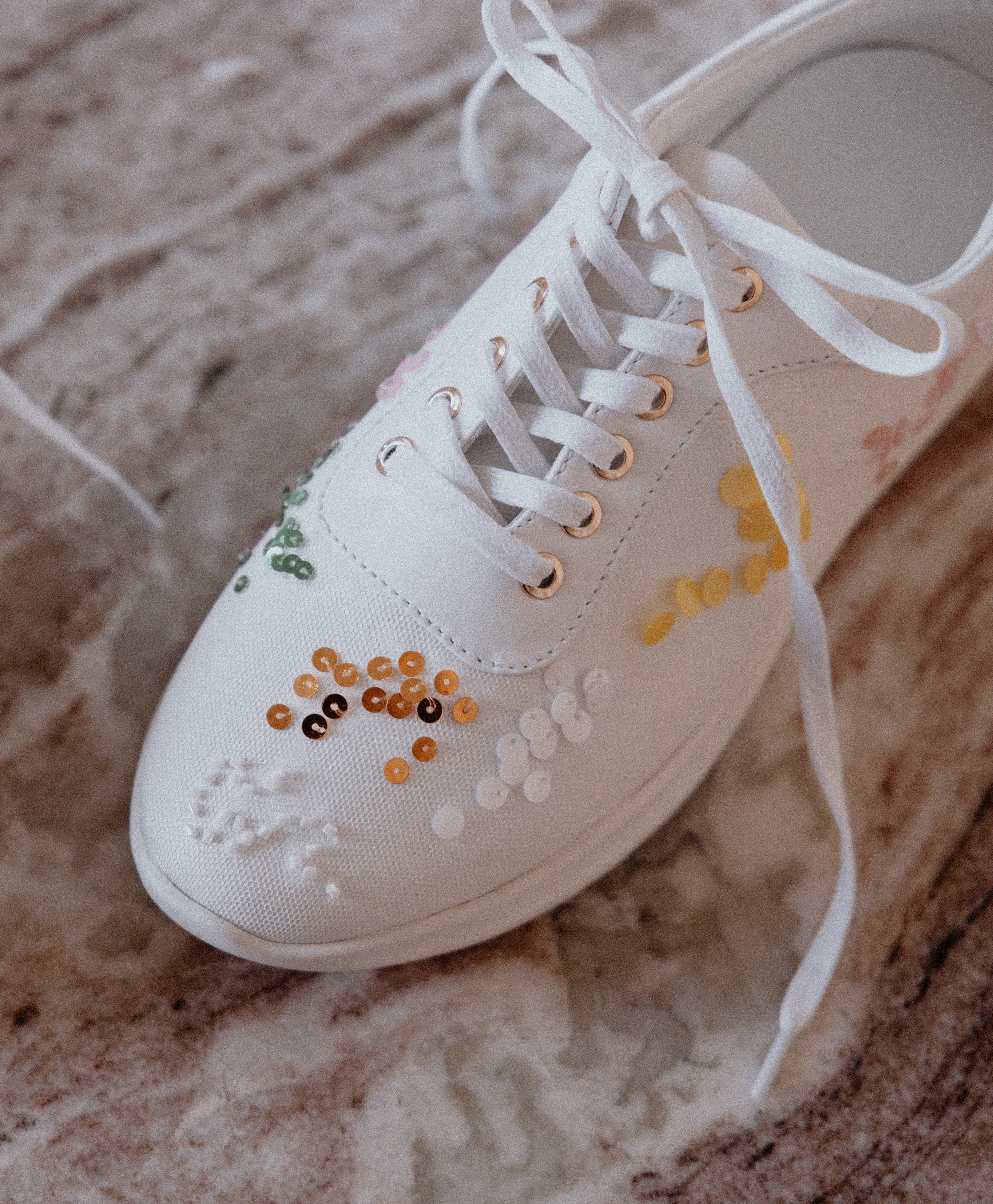 Sequins Pastel Bespoke Luxury Couture Trainers in Italian Tulle