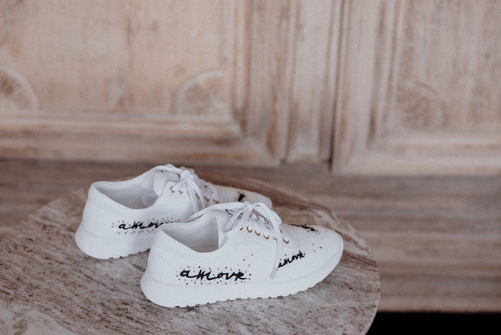 Handmade Calligraphy Embroidered Luxury Bespoke Shoes in White