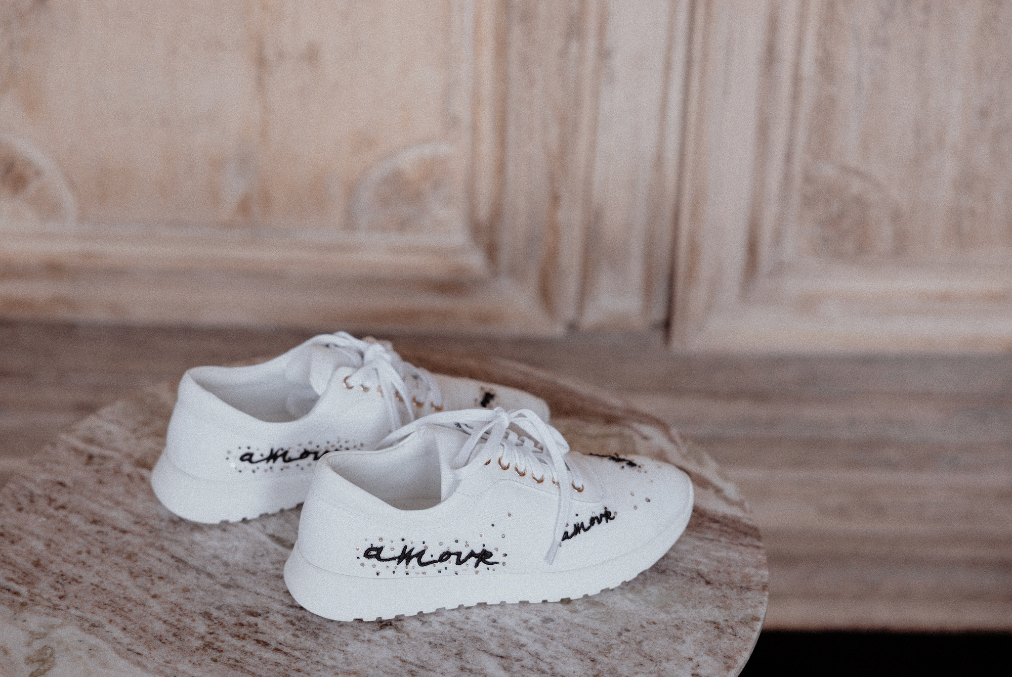 Handmade Calligraphy Embroidered Luxury Bespoke Shoes in White